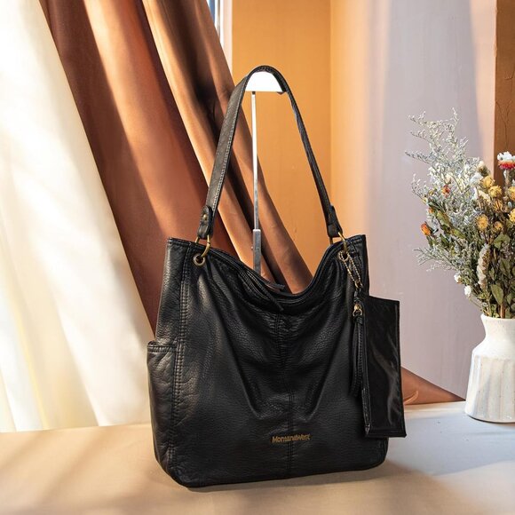 Hobo Purses for Women Soft Top Handle Shoulder Bag with Wallet Set - Picture 7 of 7